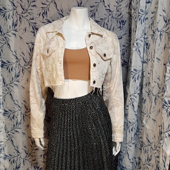 Vintage Guess Marble Distressed Jean Jacket Size S Cotton - Picture 1 of 5